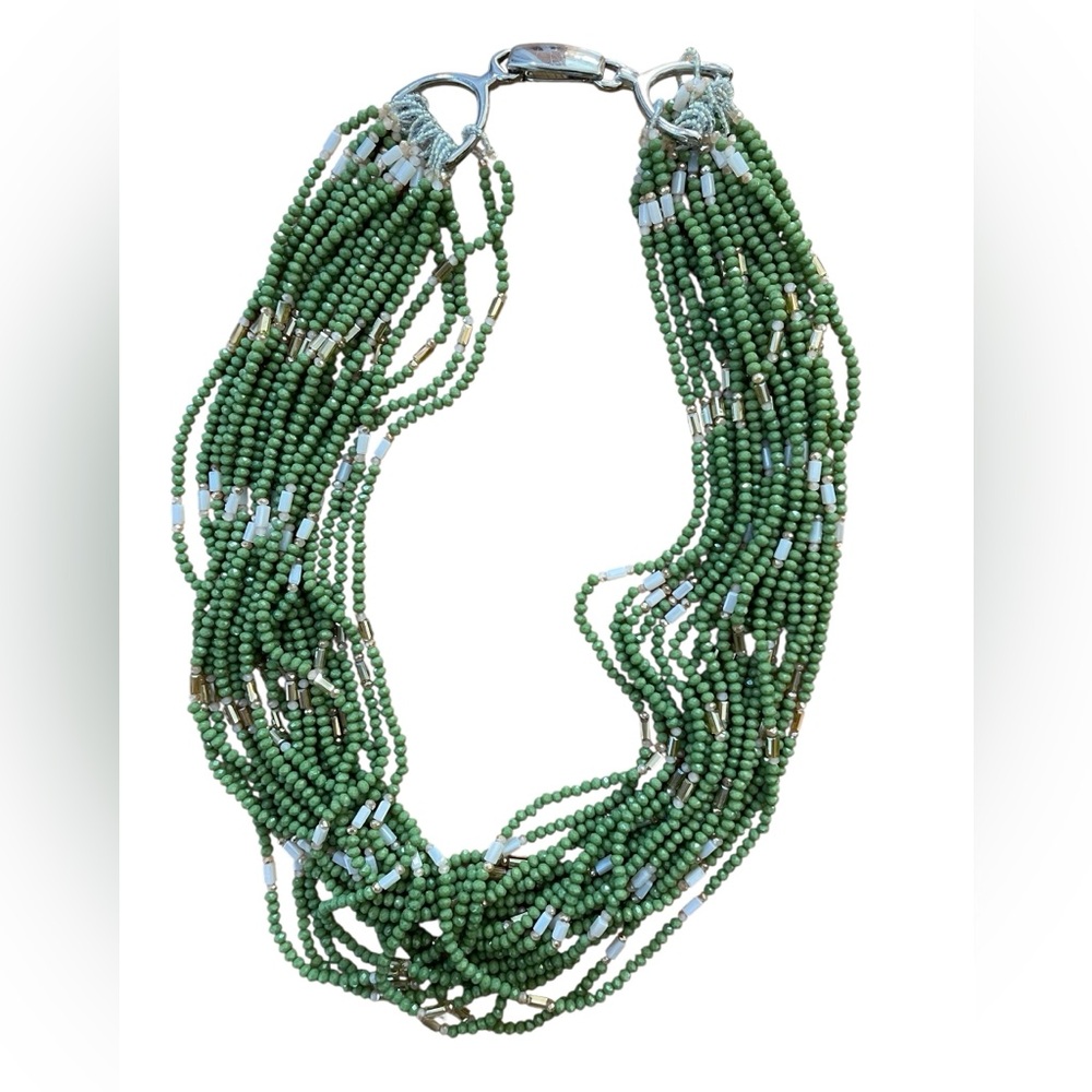 Green Hand Glasses Beaded Necklace
